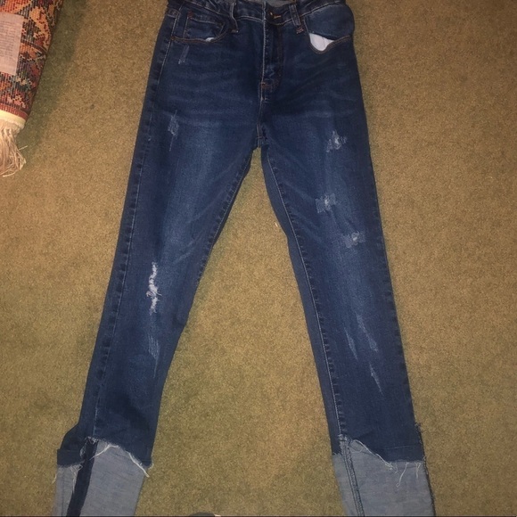 Monkey Ride Women’s Distressed Deep Cuff Skinny Jeans Size 5 - Picture 5 of 9